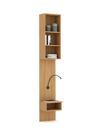 Knygų lentyna prie lovos N-240 Concrete Oak