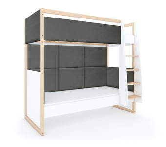 Dviaukštė lova Dual White Anthracite dešininė