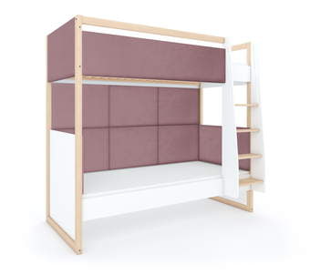 Dviaukštė lova Dual White Pink dešininė