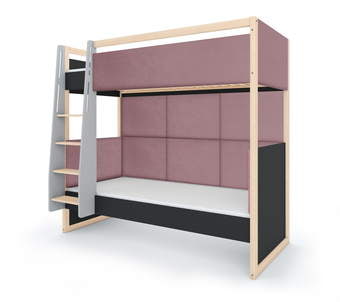 Dviaukštė lova Dual Dark Pink kairinė