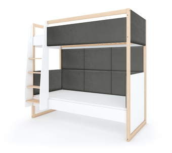 Dviaukštė lova Dual White Anthracite kairinė