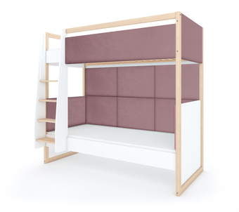 Dviaukštė lova Dual White Pink kairinė