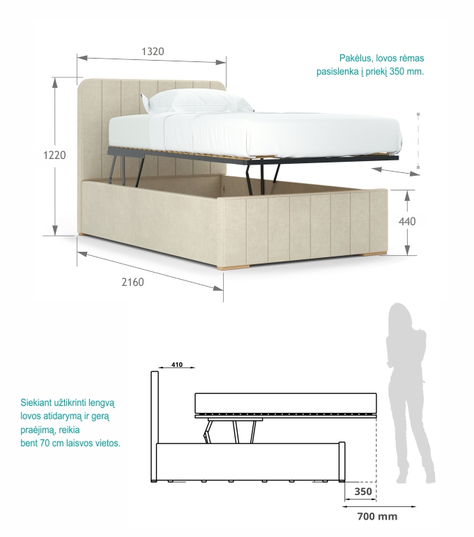 Skybed 120 Beige