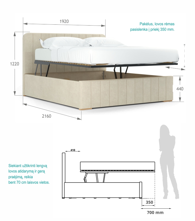 Skybed 180 Beige