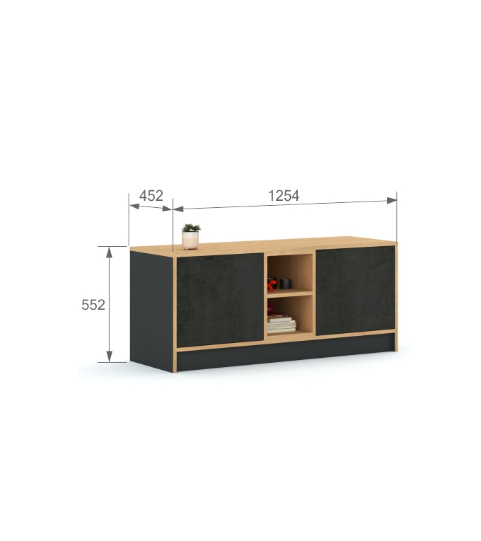 TV spintelė 125 Mode Concrete Oak Antracito spalvos tv spintelė 125