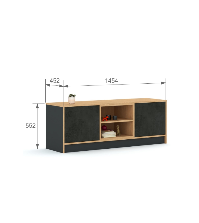 TV spintelė 145 Mode Concrete Oak Atracito spalvos tv spintelė 145